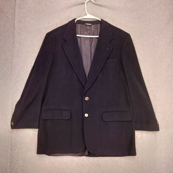 Carolina Blue Sports Coat Mens 40 100% Cashmere Black Single-Breasted USA - Picture 1 of 14